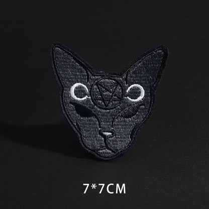 Fine Wolf Leopard Spider Web Patches Black Animal Poker Rose Wolf Cat Appliques Iron On Bullet Tooth Clothes Jeans Badge