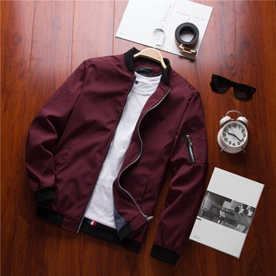 Spring Men's Bomber Zipper Jacket Male Casual Streetwear Hip Hop Slim Fit Pilot Baseball Coats