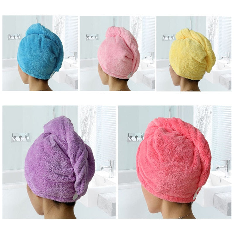 23*60cm 1 Pc Quick Dry Towels Microfiber Fabric Dry Hair Hat Shower Cap Lady Turban Bath Towel Absorbent