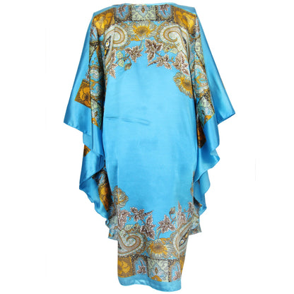 Sexy Female Silk Rayon Robe Bath Gown Nightgown Summer Casual Home Dress Printed Loose Nightwear Plus Size Sleepwear Bathrobe