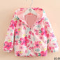 Spring Autumn Girls Windbreaker Coat Jackets Baby Kids Flower Embroidery Hooded Outwear