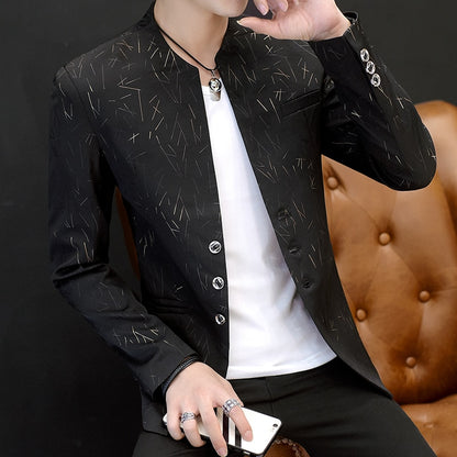 Männer casual kragen kragen blazer jugend some trend Schlanke druck blazer