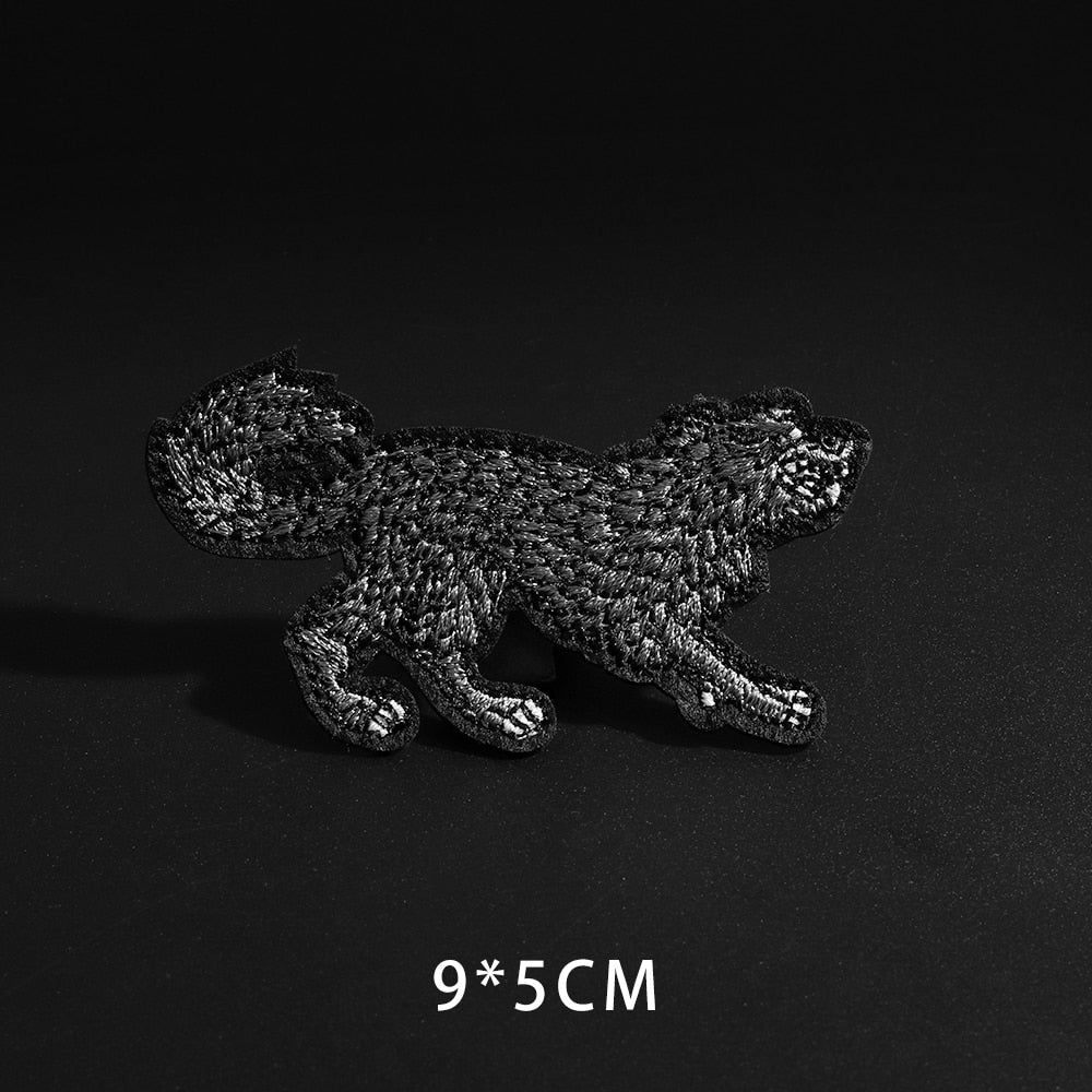 Fine Wolf Leopard Spider Web Patches Black Animal Poker Rose Wolf Cat Appliques Iron On Bullet Tooth Clothes Jeans Badge