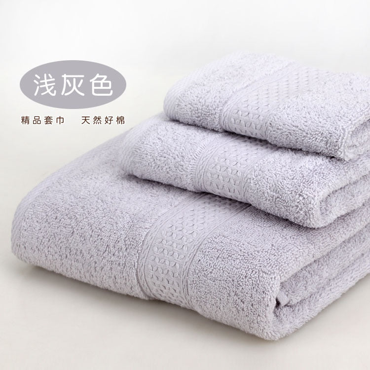 Solid color 3pcs/set Towel set soft 17 colors 100% cotton Towel set including bathtowel+facetowel+hand towel for home Travel