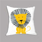 Cartoon Giraffe Lion Elephant Animal Printed White Plush Seat Cushion Throw Pillow 45x45cm Decorative Pillow Cover Kids Room