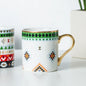 Luxury Gold Totems Mosaic Geometric Flamingo Ceramic Coffee Mug Coffee Cup Gold Breakfast Milk Water Cup Couple Creative Gifts