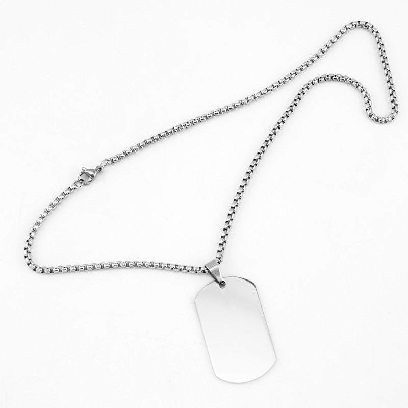 Stainless Steel Military Plate Collar Dogtag ID Pendant Necklace For Men Blank Army Necklace Soldier Mirror Polished