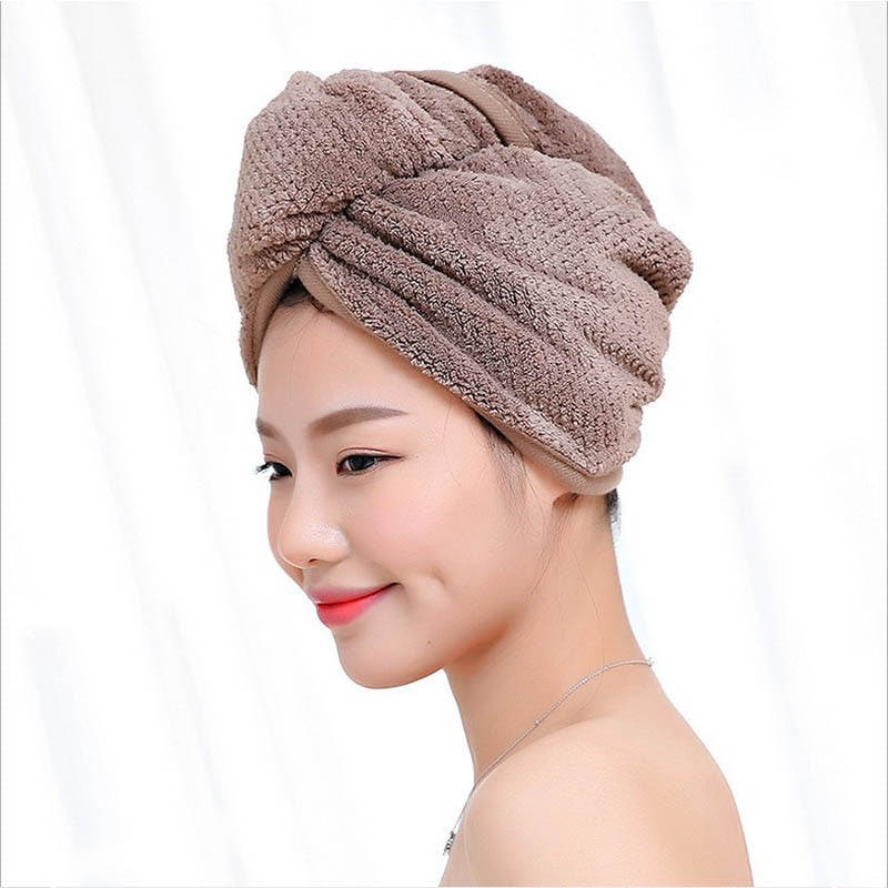 23*60cm 1 Pc Quick Dry Towels Microfiber Fabric Dry Hair Hat Shower Cap Lady Turban Bath Towel Absorbent