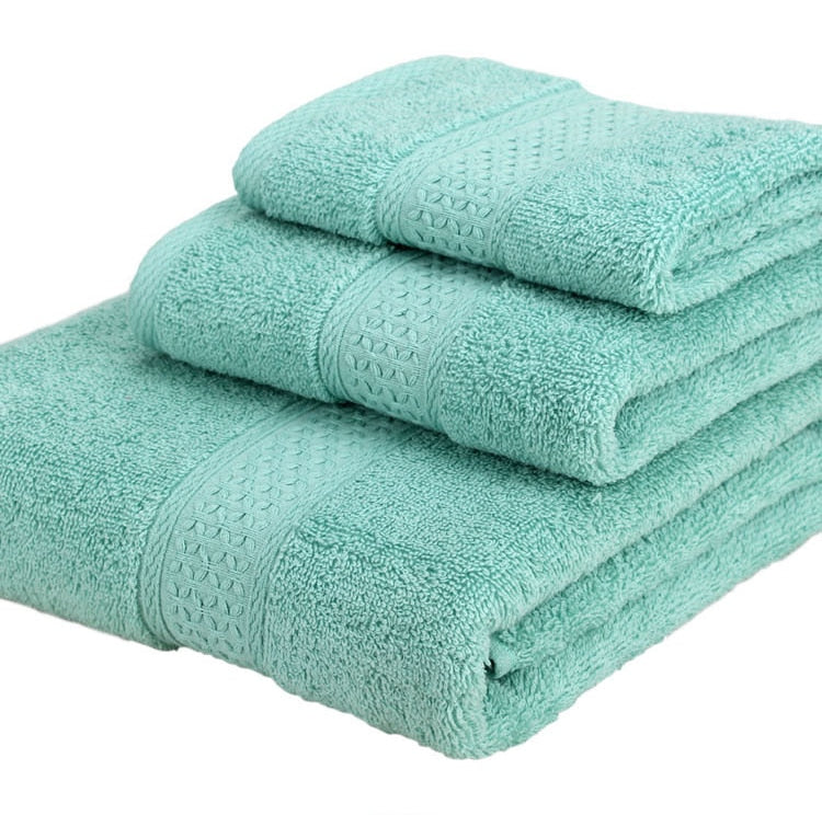 Solid color 3pcs/set Towel set soft 17 colors 100% cotton Towel set including bathtowel+facetowel+hand towel for home Travel