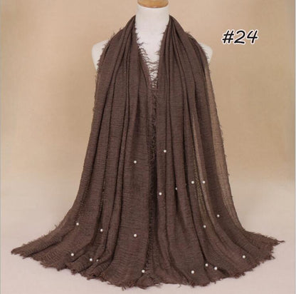 Plain Pleated Cotton Maxi Muslim Hijab Wrap