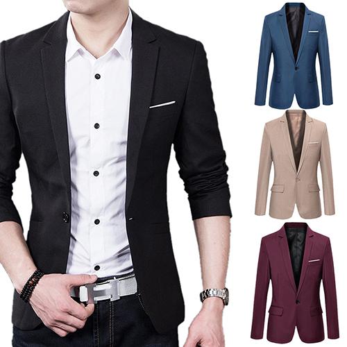 Men Blazer Slim Autumn Suit Blazer Business Formal Party