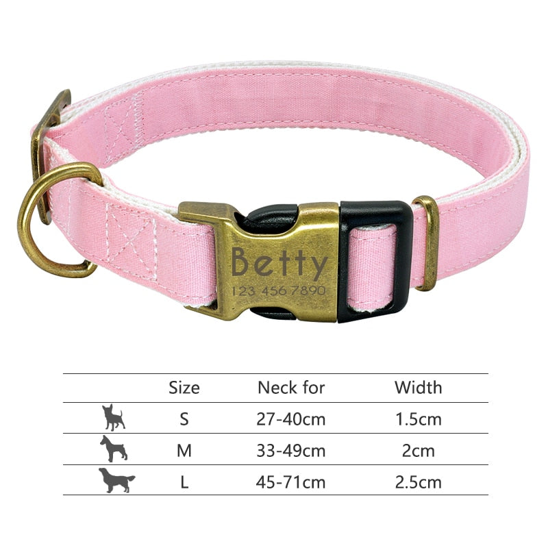 Nylon Dog Collar Collar Engraved ID Tag