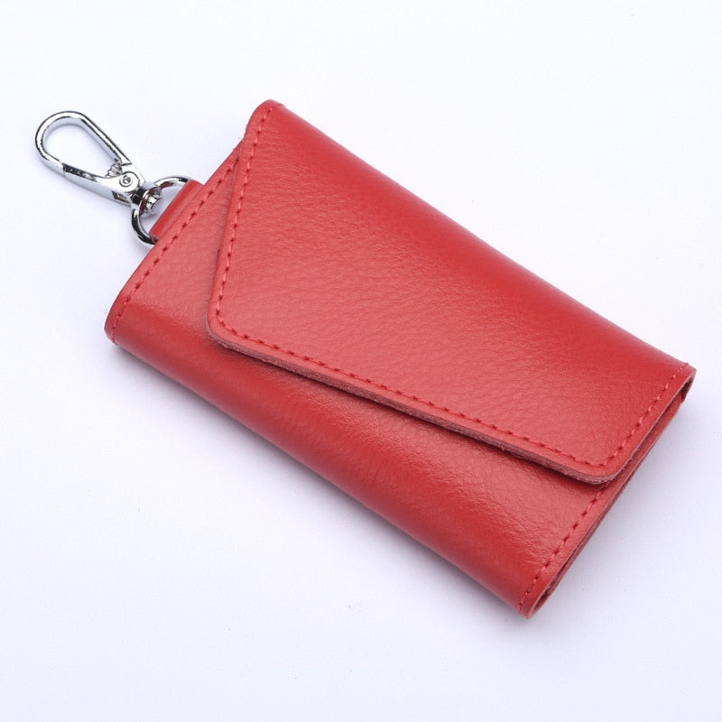 Genuine Leather Keychain Men Women Key Holder Organizer Pouch Cow Split Car Key Wallet Housekeeper Key Case Mini Card Bag