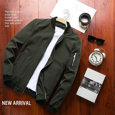 Spring Men's Bomber Zipper Jacket Male Casual Streetwear Hip Hop Slim Fit Pilot Baseball Coats