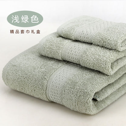 Solid color 3pcs/set Towel set soft 17 colors 100% cotton Towel set including bathtowel+facetowel+hand towel for home Travel