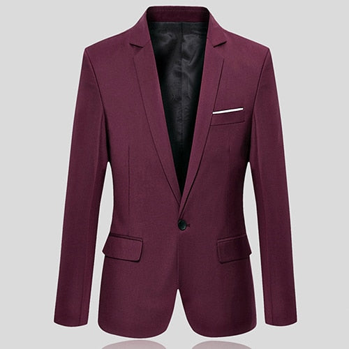 Men Blazer Slim Autumn Suit Blazer Business Formal Party