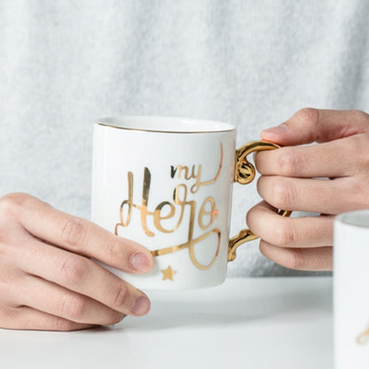 Luxury Gold Totems Mosaic Geometric Flamingo Ceramic Coffee Mug Coffee Cup Gold Breakfast Milk Water Cup Couple Creative Gifts