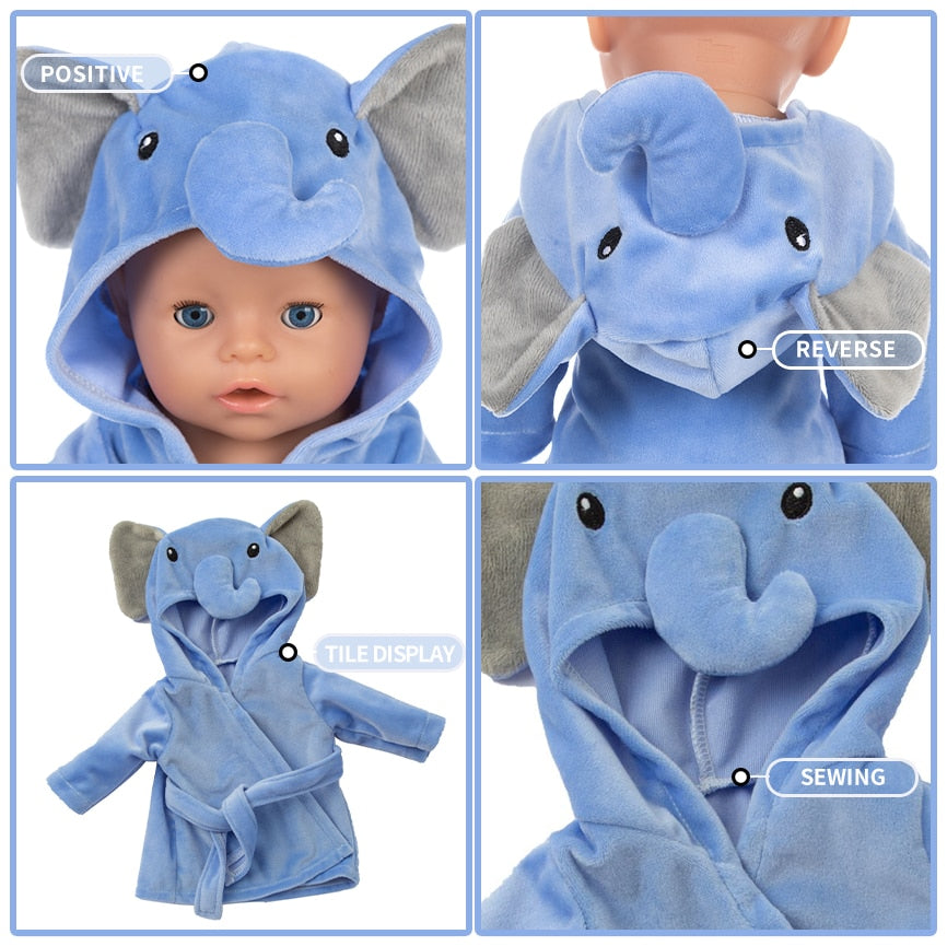 New Bathrobe Animal Suit Fit 17 inch New Bathrobe Animal Suit Fit 43cm Baby New Born Doll Clothes