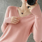 V-neck Knitwear Long Sleeve Loose Cashmere Sweater