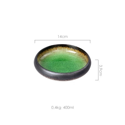 Kreative Ofen Eis Split Glasur Keramik Platte Japanischen Sushi Sashimi Platte Teller Salat Platte