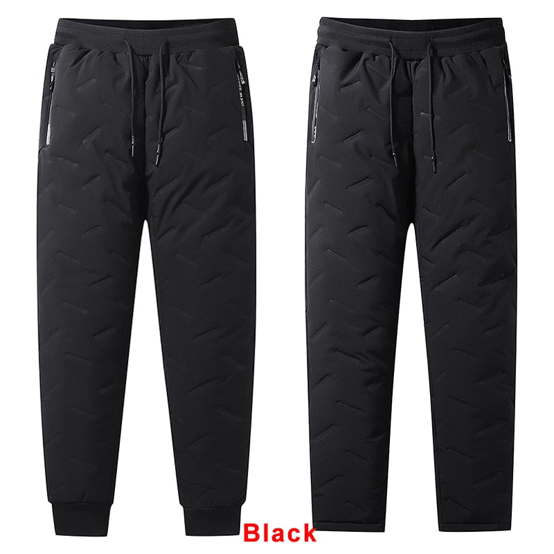 Winter Zip Pockets Thicken Fleece Sweatpants Men Joggers Black Gray Bottom Cotton Warm Pants Male Waterproof Thermal Trousers 7XL