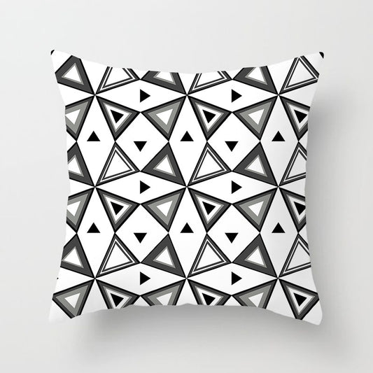 Geometric Cushion Cover Black and White Polyester Throw Pillow Case Striped Dotted Grid Triangular Geometric Art Pillow Cover