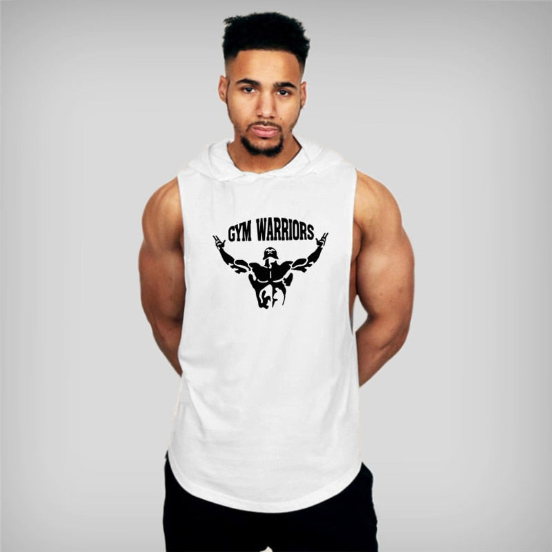 Brand Gym Clothing Mens Bodybuilding Hooded Tank Top