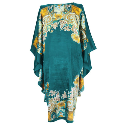 Sexy Weibliche Silk Rayon Robe Bad Kleid Nachthemd Sommer Casual Hause Kleid Gedruckt Lose Nachtwäsche Plus Größe Nachtwäsche Bademantel