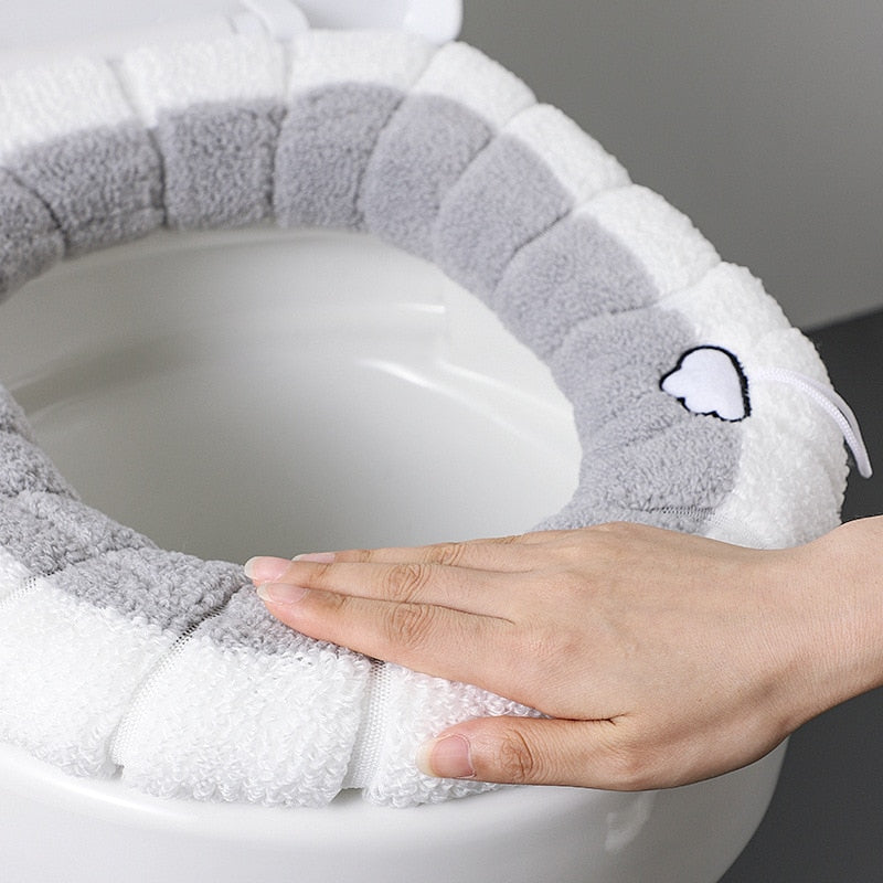 Universal Toilet Seat Cover Pumpkin Pattern Closestool Mat Soft Warm Toilet Seat Cushion Bathroom