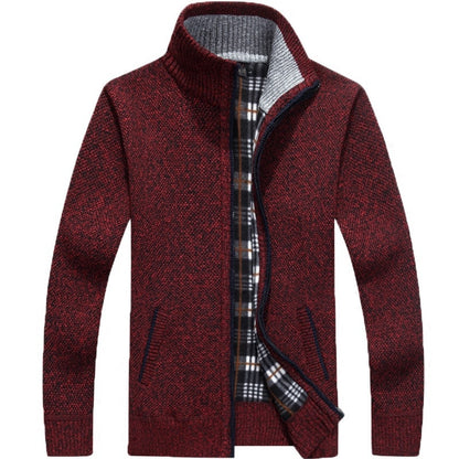 Autumn Winter Men's Sweater Coat Faux Fur Wool Sweater Jackets