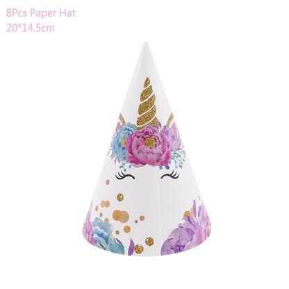 Unicorn Disposable Tableware Unicorn Party Supplies Paper Plate Cups Napkins Unicorn Birthday Party Decoration Baby Shower Girl