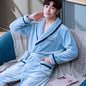 Lovers Coral Fleece Robe Autumn Winter Warm Sleepwear Women Men Thicken Flannel Bathrobe Lounge Nightgown Home Clothes Bigsize