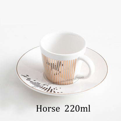 Kreative Pferd Anamorph Tasse Spiegel Reflexion Tasse Hummingbird Becher Luycho Kaffee Tee-Set Mit Bahn 90ml-220ml