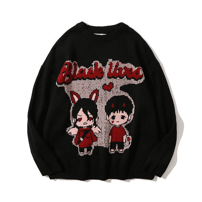 Oversized Japanese Anime Cartoon Knitted Unisex Sweater Tops