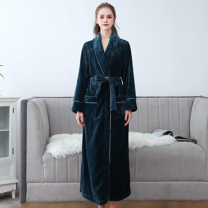 Plus Size 3XL Men Robe Winter Flannel Soft Kimono Gown Lovers Ultra Large Long Bathrobe Nightwear Thick Warm Women Sleepwear