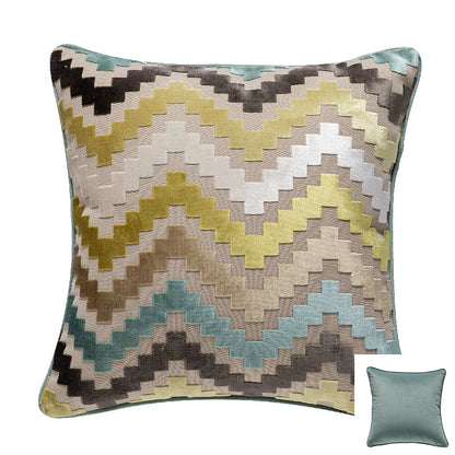 Velvet Cushion Soft Pillow Cover Zigzag Gray Coffee Blue Durable Thick Home Decorative for Sofa Bed 45x45cm/30x50cm/50x50c