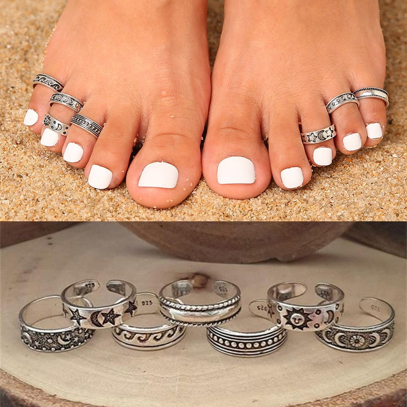 7Pcs Summer Beach Holiday Knuckle Foot Ring
