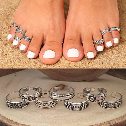 7Pcs Sommer Strand Urlaub Knuckle Fuß Ring