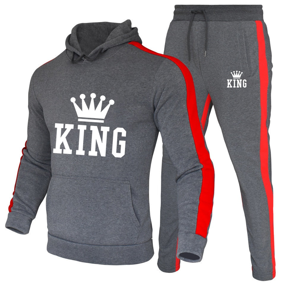 King Tracksuit Men Sets Winter Hoodies Pants 2 Piece Running Hoodies Men Autumn Sweatshirt Sport Joggers Sweatpants Suit Male