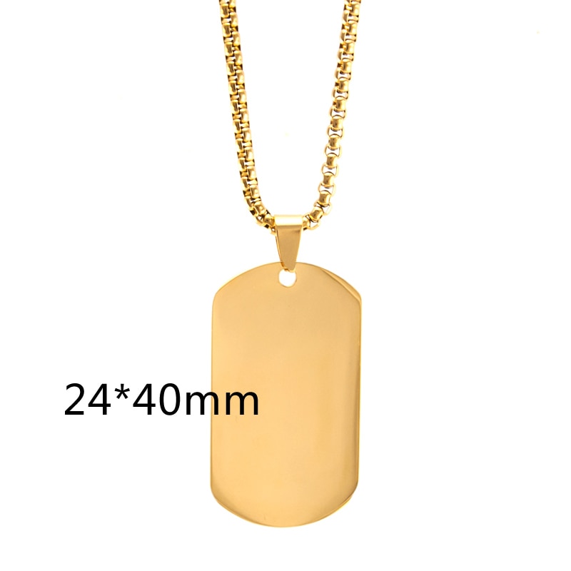 Stainless Steel Military Plate Collar Dogtag ID Pendant Necklace For Men Blank Army Necklace Soldier Mirror Polished