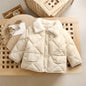 New winter children warm cotton jackets rabbit fur collar coats baby short quilted jacket