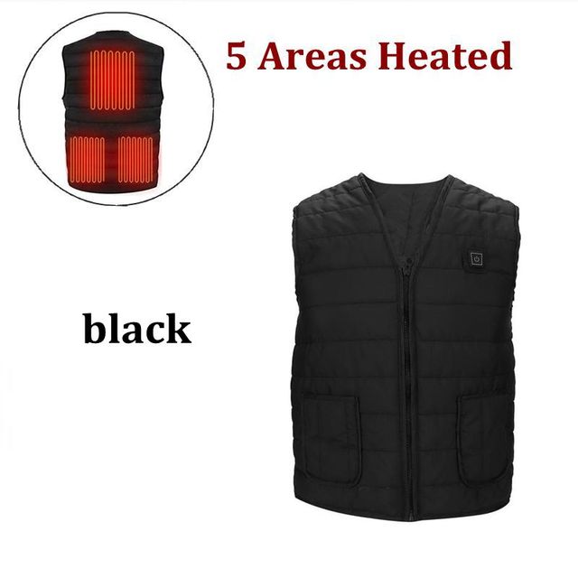 Autumn winter Smart heating Cotton Vest 9 area Heated v-neck