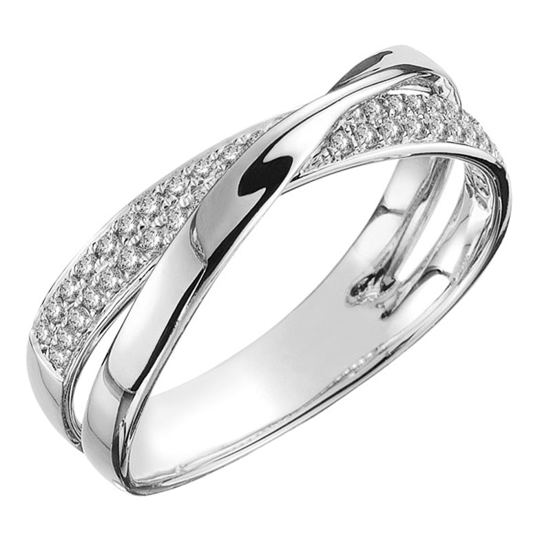 Huitan Neueste Frische Zwei Ton X Form Kreuz Ring für Frauen Hochzeit Trendy Schmuck Dazzling CZ Stein Große Moderne Ringe anillos