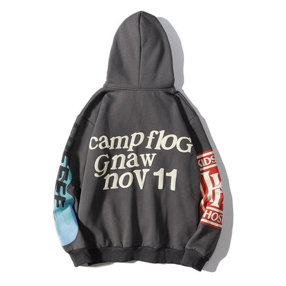 Graffiti Brief Schaum Plus Samt Kanye Sweatshirts männer Übergroße Fleece