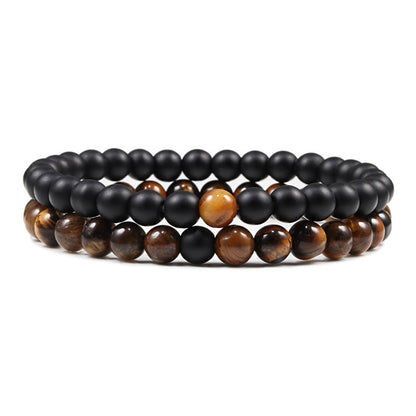 Set Armband Paare Abstand Lava Stein Tiger Eye