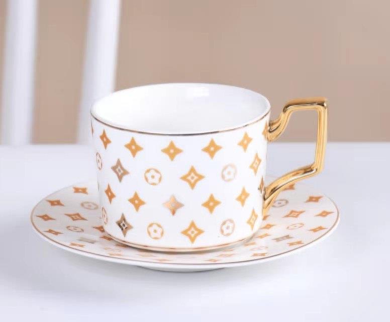 Luxury Gold Totems Mosaic Geometric Flamingo Ceramic Coffee Mug Coffee Cup Gold Breakfast Milk Water Cup Couple Creative Gifts