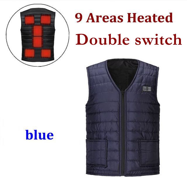 Autumn winter Smart heating Cotton Vest 9 area Heated v-neck