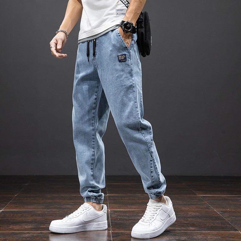 Spring Summer Black Blue Cargo Jeans Men Streetwear Denim Joggers Pants Men Baggy Harem Jean Trousers Plus Size 6XL 7XL 8XL