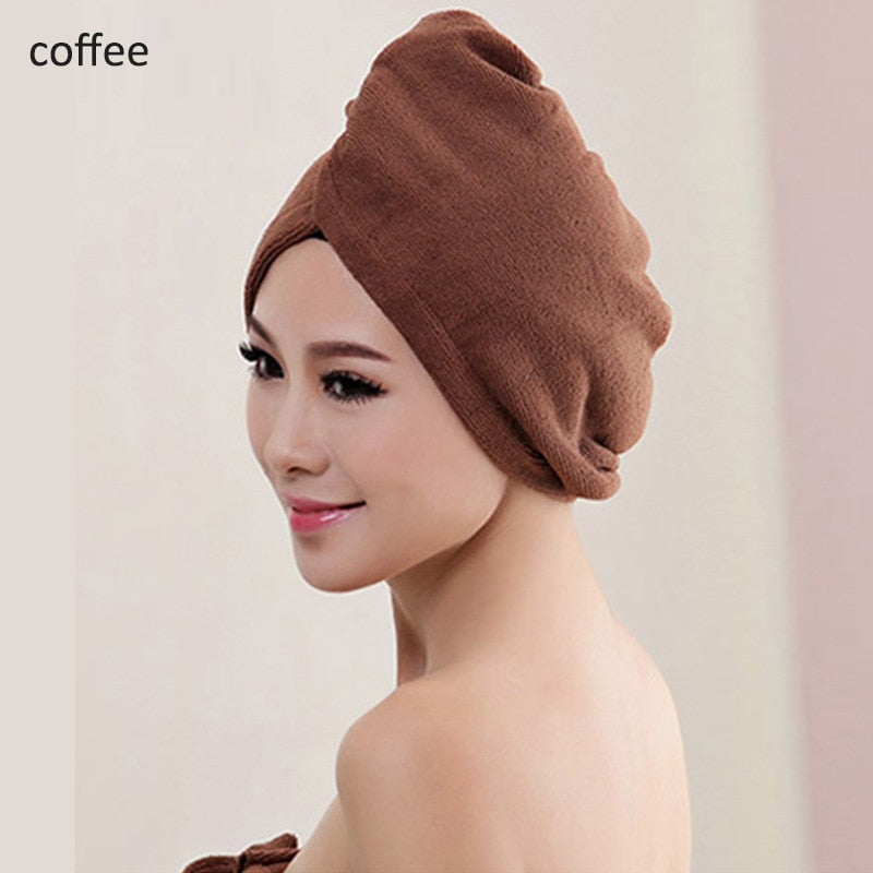 23*60cm 1 Pc Quick Dry Towels Microfiber Fabric Dry Hair Hat Shower Cap Lady Turban Bath Towel Absorbent