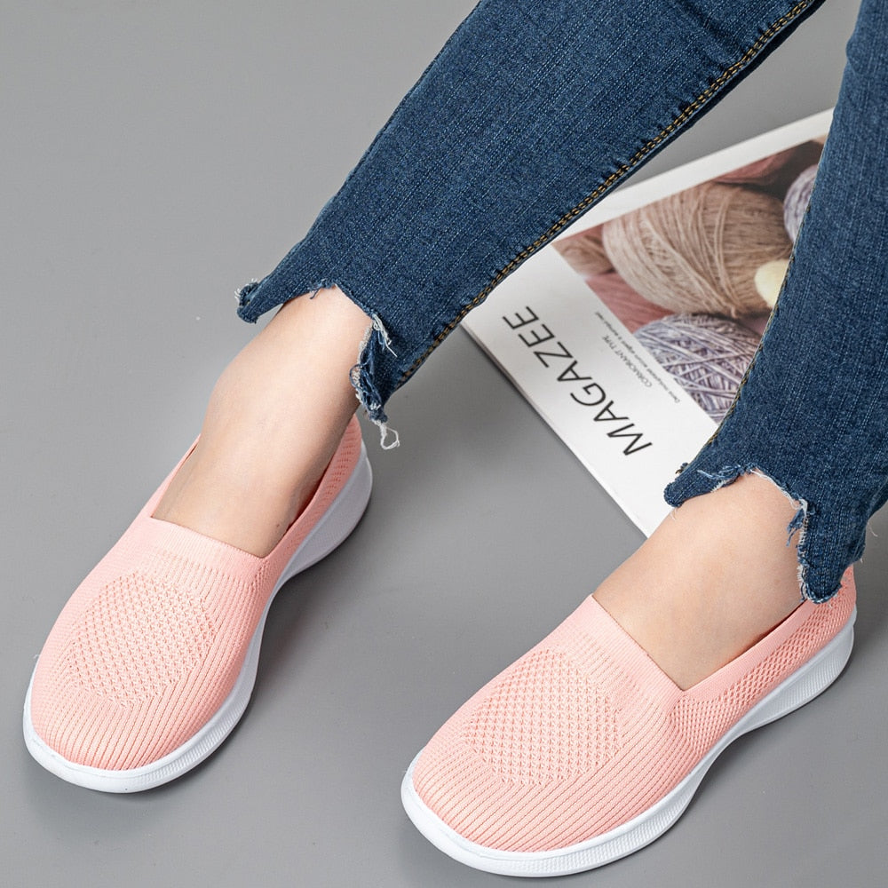 summer women shoes knitted sock ladies sneakers slip on shoes lightweight flats ladies sports shoes plus size slipper plus size